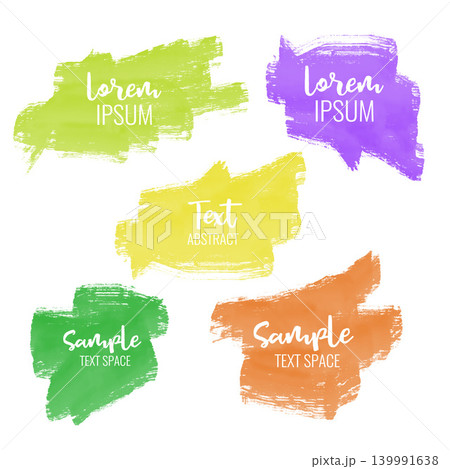 set of five colorful paint brush stroke banners set of five colorful paint brush stroke banners 139991638