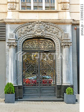 Old metal gate door 139991811