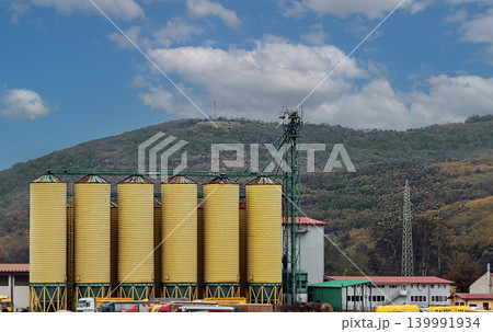 Grain silo on side of a road Grain silo on side of a road 139991934