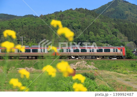 菜の花に見送られて小春日和の北しなの線を走行するしなの鉄道SR1系電車_2026/5/7撮影 139992487