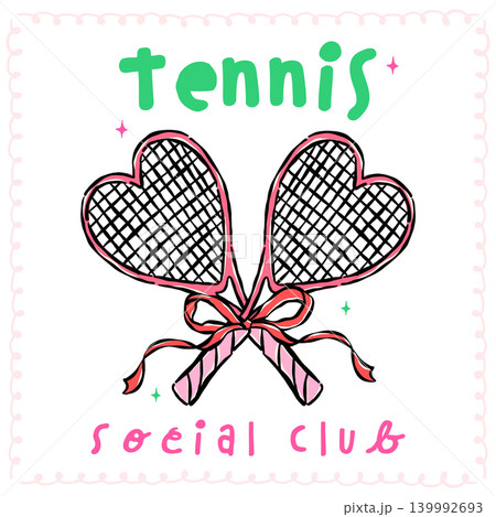 Coquette Tennis Club Crossed Racket with Red Ribbon Bow Whimsical Sketchy Hand Drawn Equipment Aesthetic Coquette Tennis Club Crossed Racket with Red Ribbon Bow Whimsical Sketchy Hand Drawn Equipment Aesthetic 139992693