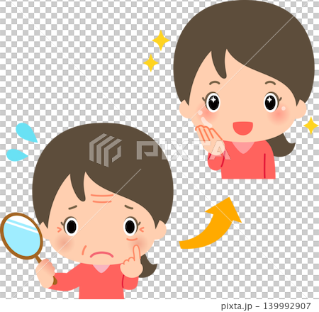 顔の皺やたるみが改善し若返った女性 顔の皺やたるみが改善し若返った女性 139992907