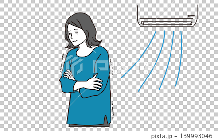夏場のクーラーと冷え性の女性イラスト素材 139993046