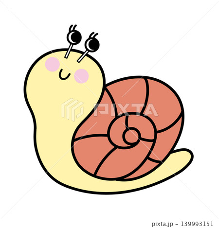 かわいいカタツムリの簡単イラスト＿輪郭線あり 139993151