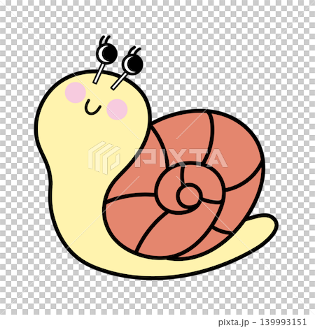 かわいいカタツムリの簡単イラスト＿輪郭線あり 139993151