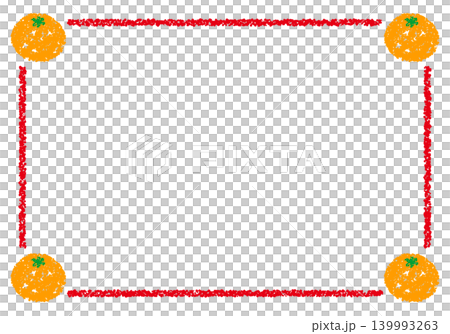 Hand-drawn crayon material: background, mandarin orange frame Hand-drawn crayon material: background, mandarin orange frame 139993263
