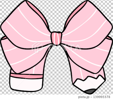 Pink Pencil Bow Hand Drawn Doodle, pencil in Bow Shaped Pink Pencil Bow Hand Drawn Doodle, pencil in Bow Shaped 139993378