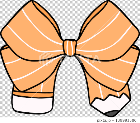 Orange Pencil Bow Hand Drawn Doodle, pencil in Bow Shaped 139993380