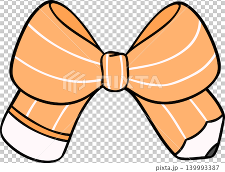 Cute Orange Pencil Bow Hand Drawn Doodle, pencil in Bow Shaped Cute Orange Pencil Bow Hand Drawn Doodle, pencil in Bow Shaped 139993387