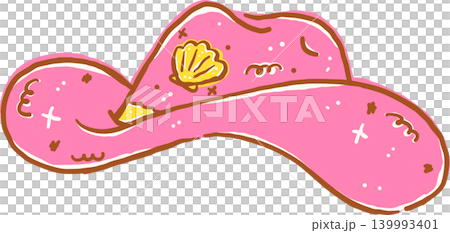 Retro Coastal Summer Cowboy Pink Hat with Seashell Whimsical Hand Drawn Retro Coastal Summer Cowboy Pink Hat with Seashell Whimsical Hand Drawn 139993401