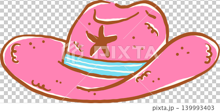 Retro Coastal Summer Cowboy Pink Hat with Starfish Whimsical Hand Drawn Retro Coastal Summer Cowboy Pink Hat with Starfish Whimsical Hand Drawn 139993403