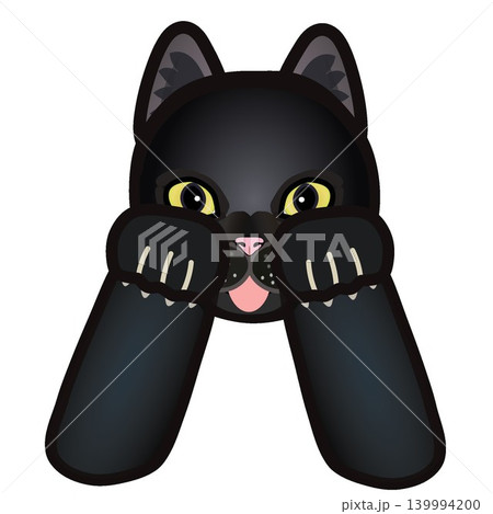 黒猫の顔と前足のイラスト 黒猫の顔と前足のイラスト 139994200