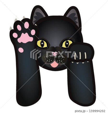黒猫の顔と前足のイラスト 黒猫の顔と前足のイラスト 139994202