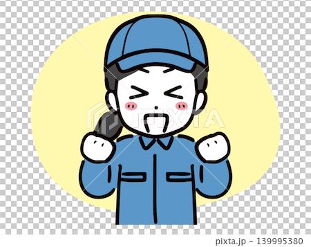 A young female worker celebrates with a fist pump (upper body, front view). A young female worker celebrates with a fist pump (upper body, front view). 139995380