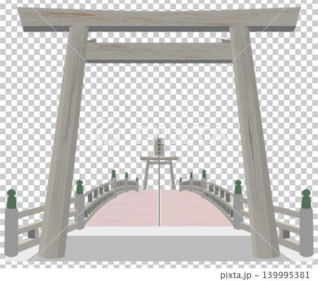 Ise shrine Nakamiya Uji Bridge and torii Ise shrine Nakamiya Uji Bridge and torii 139995381