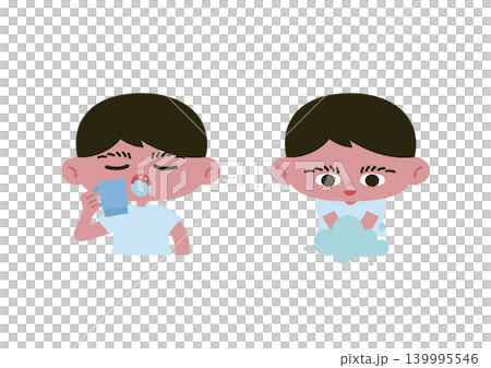 てあらい・うがいをする男の子のベクターイラスト素材 てあらい・うがいをする男の子のベクターイラスト素材 139995546