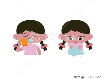 てあらい・うがいをする女の子のベクターイラスト素材 139995548