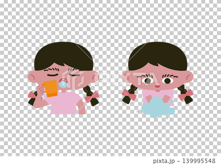 てあらい・うがいをする女の子のベクターイラスト素材 139995548