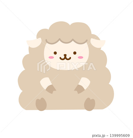 かわいい座る羊のイラスト 主線なし 139995609