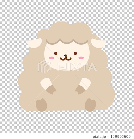 かわいい座る羊のイラスト 主線なし 139995609