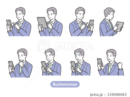 ビジネスマンのスマホ・タブレット操作8種類セット(男性会社員・スーツ・スマートフォン・心理描写・ガッ ビジネスマンのスマホ・タブレット操作8種類セット(男性会社員・スーツ・スマートフォン・心理描写・ガッ 139996063