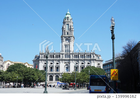 Historical Porto City Hall building under a clear blue sky in Portugal Historical Porto City Hall building under a clear blue sky in Portugal 139996162