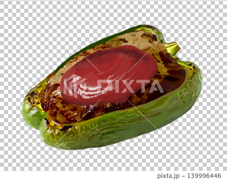 Stuffed bell pepper (1 piece) with ketchup Stuffed bell pepper (1 piece) with ketchup 139996446