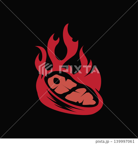 Modern minimalist beef barbecue logo featuring premium steak meat illustration Modern minimalist beef barbecue logo featuring premium steak meat illustration 139997061
