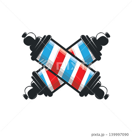 Elegant Barbershop Pole Illustration for Salon Brand Identity Elegant Barbershop Pole Illustration for Salon Brand Identity 139997090