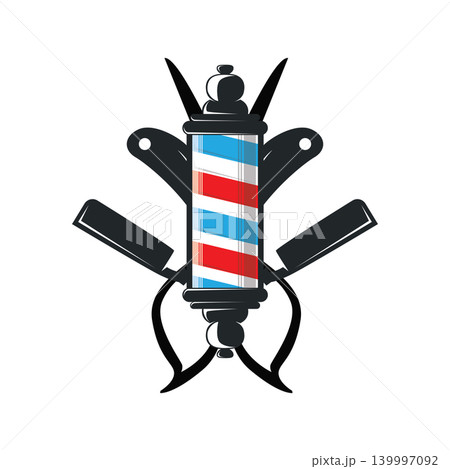 Elegant Barbershop Pole Illustration for Salon Brand Identity Elegant Barbershop Pole Illustration for Salon Brand Identity 139997092