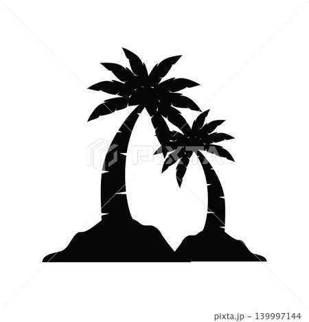 Palm Tree Logo with Tropical Island Style Creative Clean Summer Design Palm Tree Logo with Tropical Island Style Creative Clean Summer Design 139997144