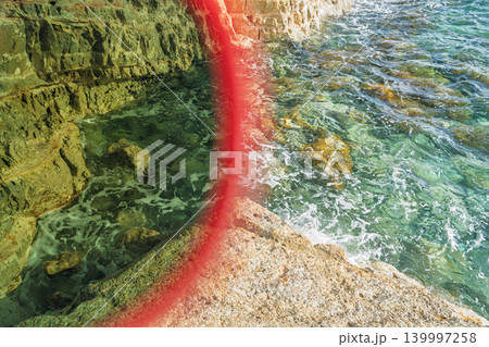 Split view of Malta coastline with ND filter example, showing the effect of neutral density filter Split view of Malta coastline with ND filter example, showing the effect of neutral density filter 139997258