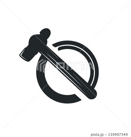 Hammer Logo with Strong Minimalist Construction Style Symbol Design Template 139997349