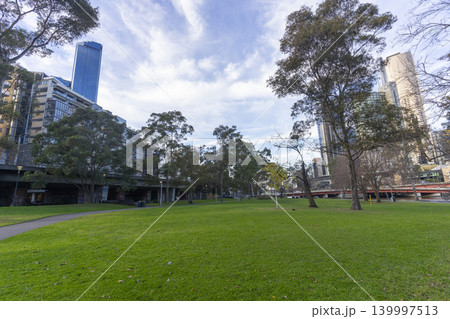 Beautiful view of Batman Park at South Wharf in Melbourne, Australia Beautiful view of Batman Park at South Wharf in Melbourne, Australia 139997513