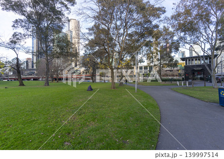 Beautiful view of Batman Park at South Wharf in Melbourne, Australia 139997514
