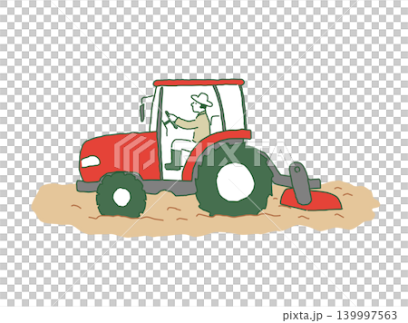 トラクターを運転する男性　ベクターイラスト 139997563