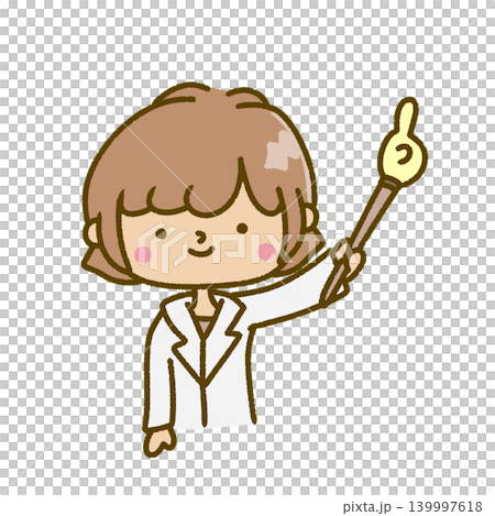A woman in a white coat is using a pointer to show the area she wants people to pay attention to. A woman in a white coat is using a pointer to show the area she wants people to pay attention to. 139997618