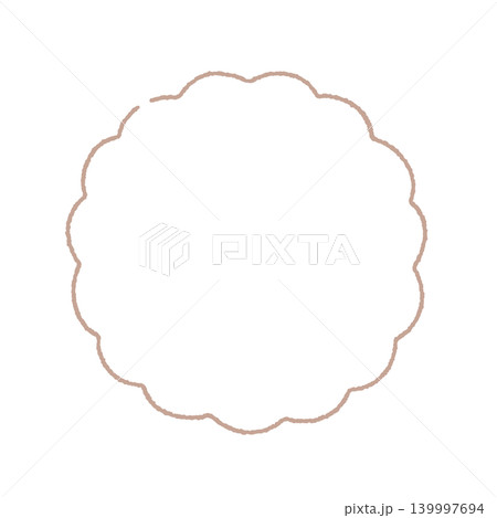 花のような丸い形の茶色の線画のあしらい - シンプルでかわいい装飾・背景パーツの手描きのイラスト素材 花のような丸い形の茶色の線画のあしらい - シンプルでかわいい装飾・背景パーツの手描きのイラスト素材 139997694