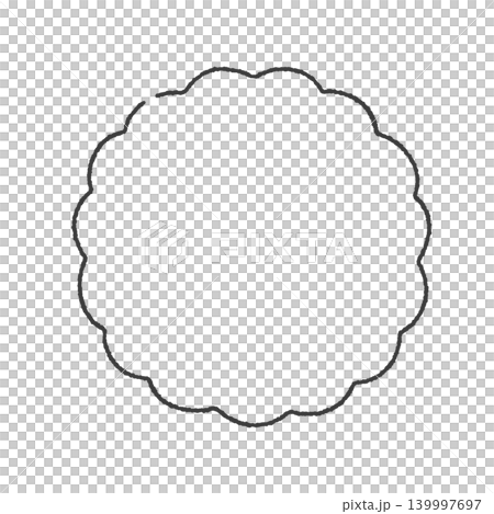 花のような丸い形の黒い線画のあしらい - シンプルでかわいい装飾・背景パーツの手書きのイラスト素材 花のような丸い形の黒い線画のあしらい - シンプルでかわいい装飾・背景パーツの手書きのイラスト素材 139997697