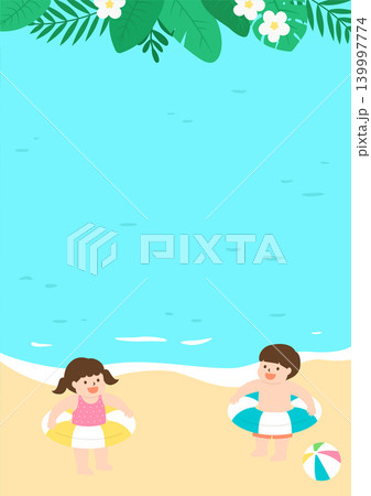 Children swimming in the summer beach. Children swimming in the summer beach. 139997774