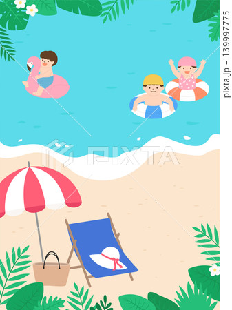 Children swimming in the summer beach. 139997775
