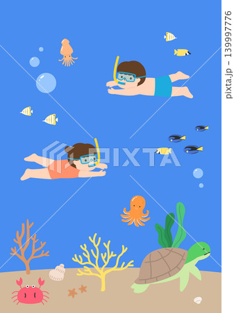 Children swimming in the summer beach. 139997776
