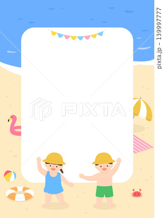 Children swimming in the summer beach. Children swimming in the summer beach. 139997777