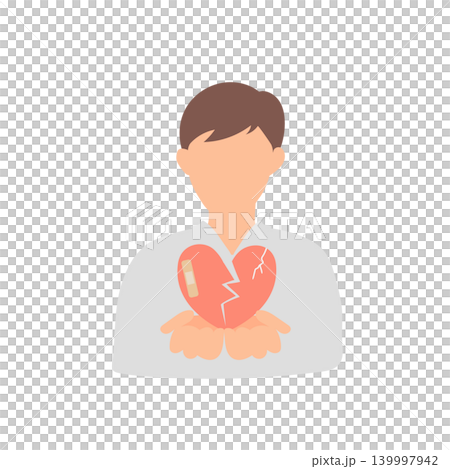 傷ついたハートを持つ男子学生の悩みと支援のイメージイラスト 傷ついたハートを持つ男子学生の悩みと支援のイメージイラスト 139997942