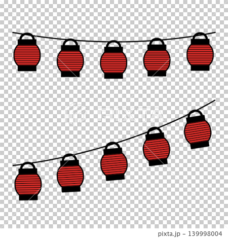 Illustration of a garland of paper lanterns used at festivals and events. 139998004