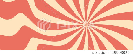 Spiral hypnosis with stripes and Starburst burst. Groovy 70s background. Retro carnival Vector design Spiral hypnosis with stripes and Starburst burst. Groovy 70s background. Retro carnival Vector design 139998020