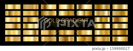 Metallic gradient collection. Gold Foil and bronze Palette. Shiny yellow steel or copper swatch backgrounds. Vector illustration Metallic gradient collection. Gold Foil and bronze Palette. Shiny yellow steel or copper swatch backgrounds. Vector illustration 139998027