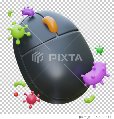 3D Render of Computer Mouse with Bacteria and Viruses 3D Render of Computer Mouse with Bacteria and Viruses 139998211