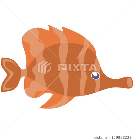 Cute orange butterflyfish vector illustration isolated on white background. 139998228