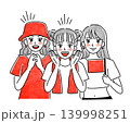 応援する赤色の女性たちのシンプルイラスト 139998251